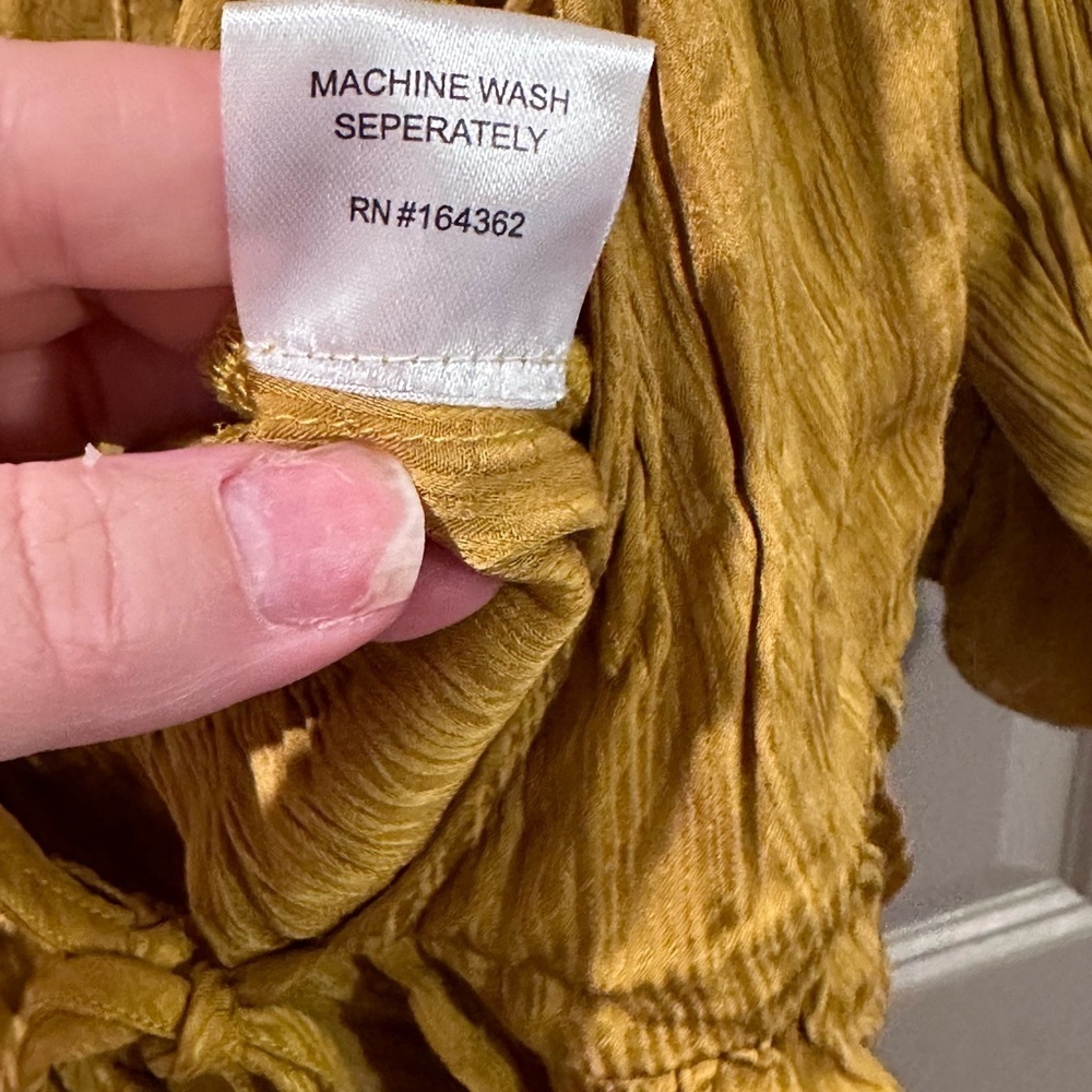Yellow tie wrap blouse cropped - Picture 4 of 6